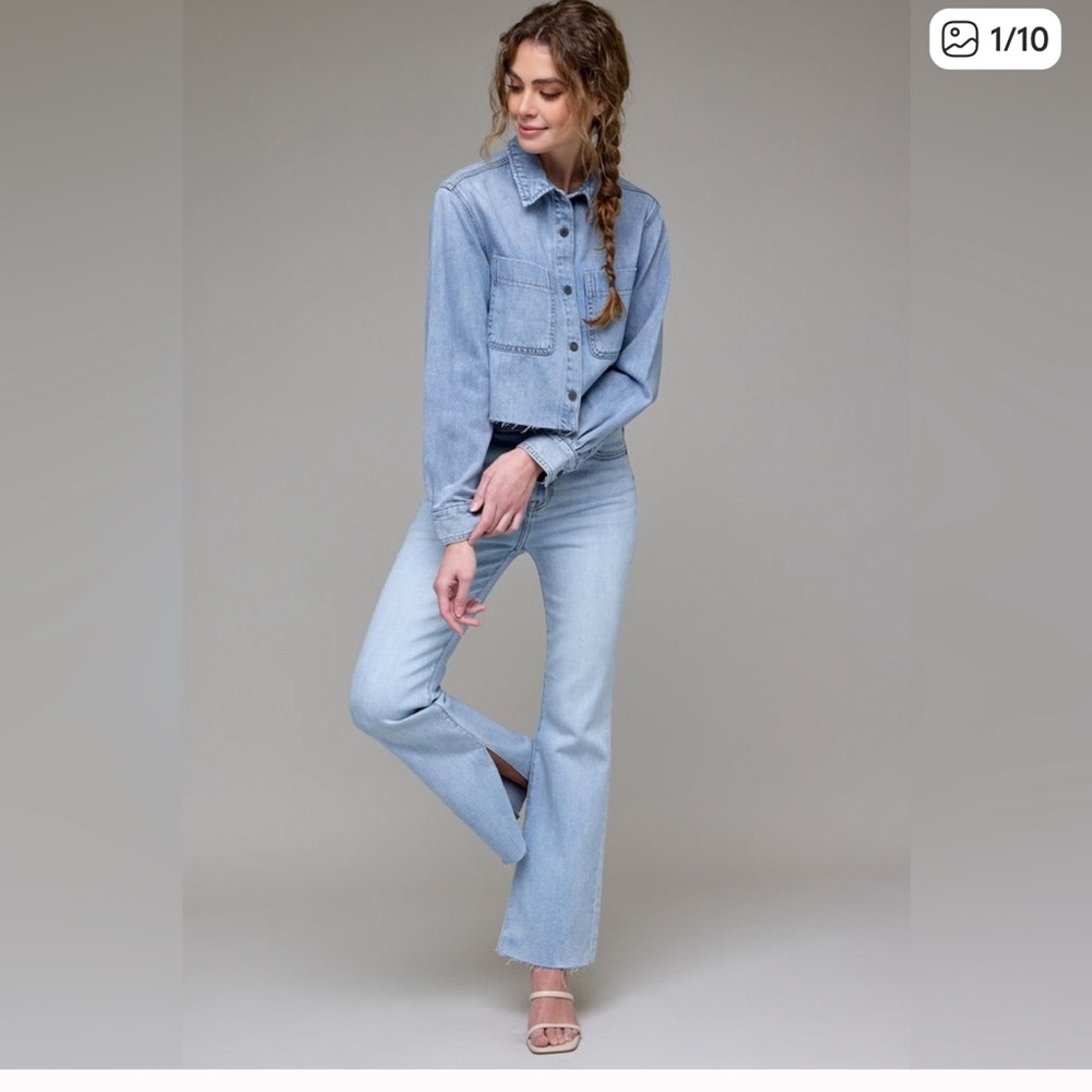 Hidden Los Angeles Light Wash Jeans Bootcut Inside Slit High Waist Size 30